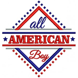 All American Boy Filled Machine Embroidery Design Digitized Pattern